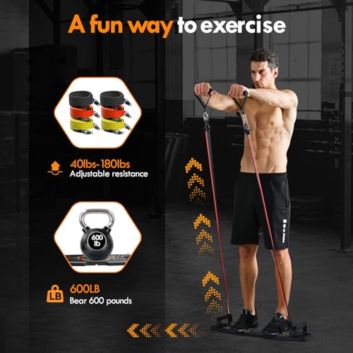 Push Up Board with Resistance Bands and Ab Roller Wheel for Home Gym Y5855