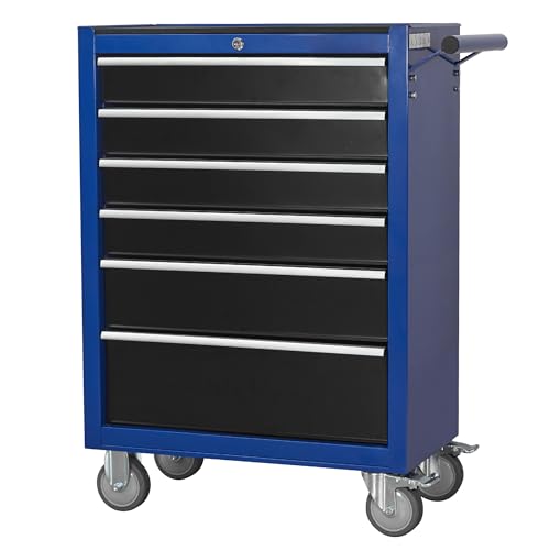 6-Drawer Rolling Tool Chest Cabinet with Wheels and Locking, Black W270288