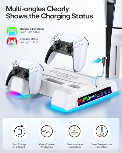 PS5 Stand with Dual Controller Charger for PlayStation 5 Disc & Digital Console W89004
