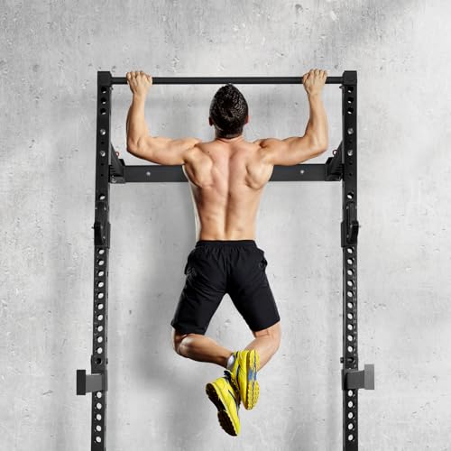 RitFit Multi-Functional Folding Squat Rack for Home Gym, Wall Mounted with Attachments V171188
