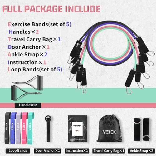 VEICK Resistance Bands with Handles for Home Workout O75059