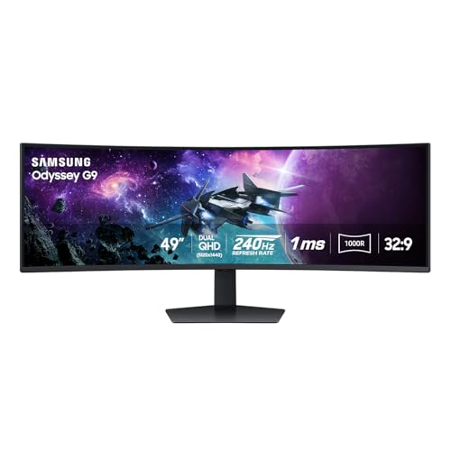SAMSUNG 49" Odyssey G9 (G95C) DQHD 1000R Curved Gaming Monitor, 240Hz, 1ms, DisplayHDR 1000 L9256