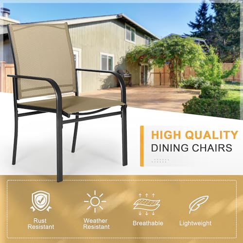 Outdoor Wrought Iron Dining Chairs Set of 4 with High Backrest, Dark Blue F605057