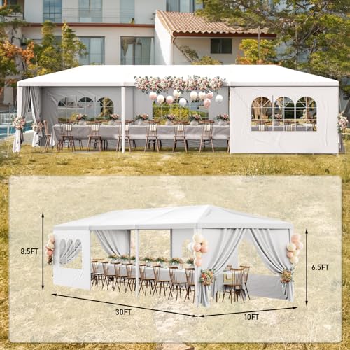 Outdoor Party Tent 10x30 Black with 8 Removable Sidewalls V87006