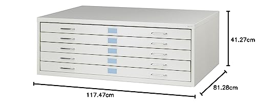 Safco Products 4969LG Steel Flat File, 5 Drawer, Light Gray W154604