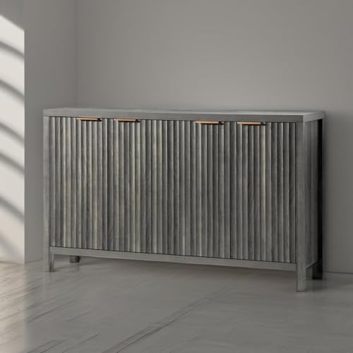 Fluted Sideboard Buffet Cabinet with Storage, 56" Modern Credenza, Natural Y669537