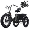 Geemax Electric Tricycle for Adults, 20" x 4.0 Fat Tire Electric Trike, Peak 750W 25MPH 36V 13Ah Lithium Battery UL Certified, Premium 80% Assembled Foldable 3 Wheel Electric Bicycle, Black
