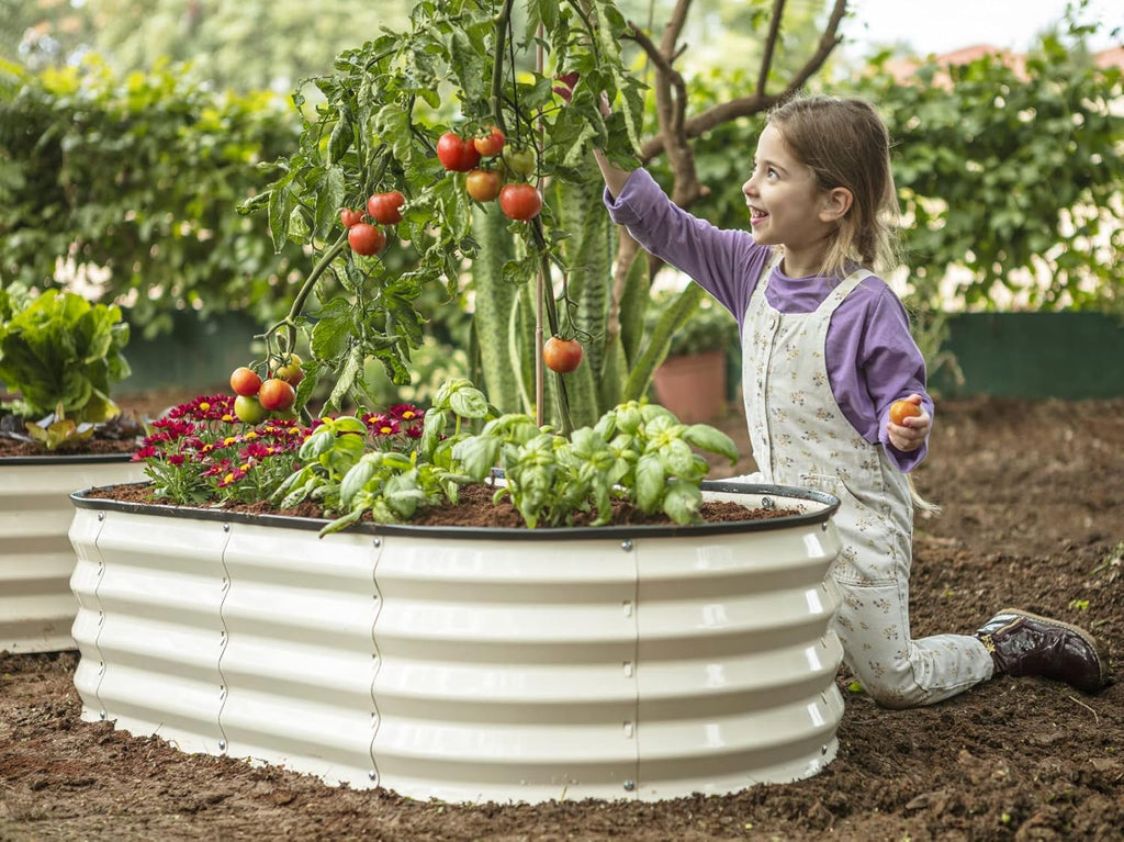 Galvanized Raised Garden Bed Outdoor 4x2x1 ft Metal Planter Box White X166004
