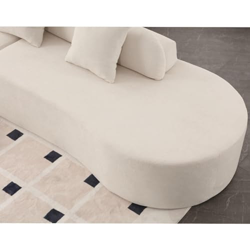 130.5" Modern Cloud Sectional Sofa 4-Seat Curved Modular Couch with 3 Pillows, Beige X220