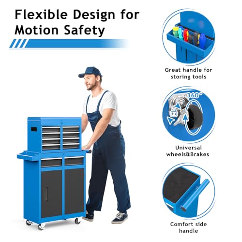 5-Drawer Rolling Tool Chest Storage Cabinet with Detachable Top Tool Box, Black R11137