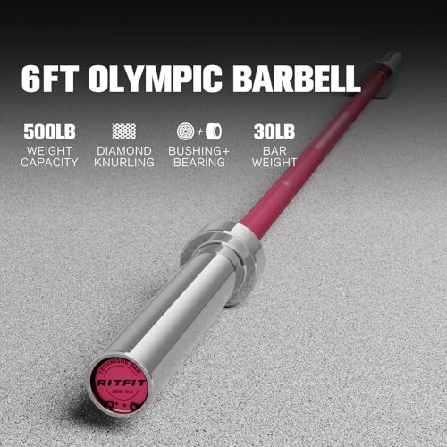 RITFIT Olympic Barbell 4ft/6ft 2 Inch Weight Bar for Strength Training, 500lbs Capacity F369