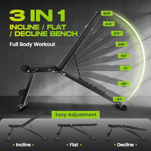 OPPSDECOR Foldable Weight Bench for Home Gym, 660LBS, 8 Adjustable Backrests R8917