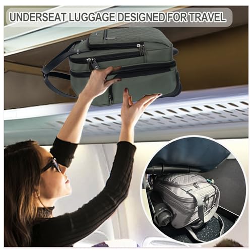 EMPSIGN Underseat Carry On Wheeled 16" Lightweight Rolling Bag for Travel, Black B8919