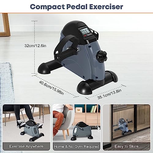 Mini Exercise Bike, AGM Under Desk Pedal Exerciser with LCD Display F9243