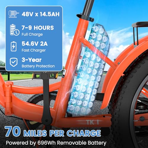 20" Folding Electric Trike for Adults, 48V 500W Aluminum Frame F721