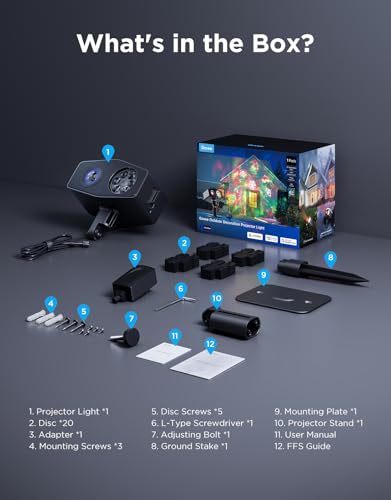 Govee Outdoor Decoration Projector Light, 20W LED Snowflake Projector, IP67 Waterproof I360365
