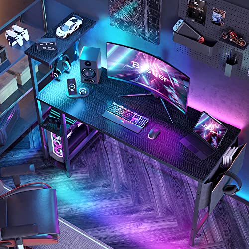 Bestier Gaming Desk with LED Lights, 51.3 Inch Computer Desk Q970