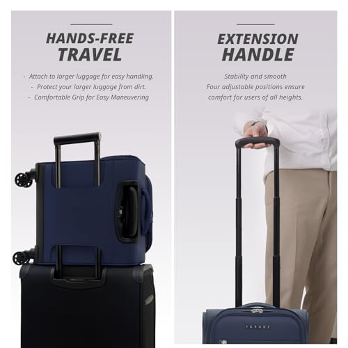 Verage Under Seat Luggage with Wheels, Softside Spinner Carry On, Navy 14-Inch A51804