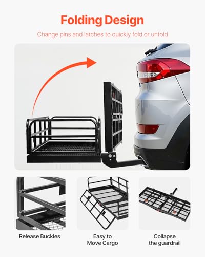 VEVOR 70" x 30" x 6" Hitch Cargo Carrier, 500 lbs Capacity, Folding for 2" Receiver I3546