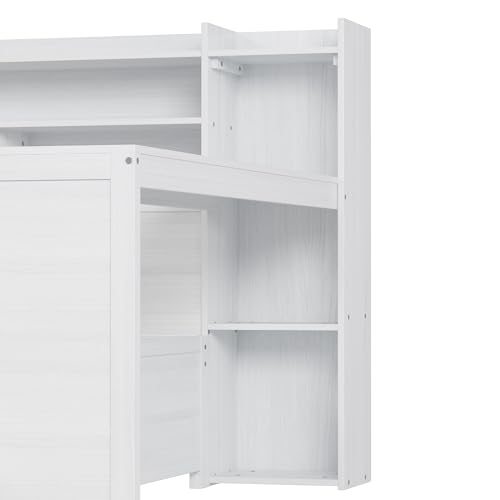 Bellemave Twin Corner Bed Frame with Storage Shelves and Desk, Gray L74206
