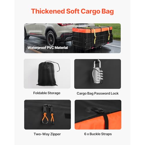 VEVOR 70" x 30" x 6" Hitch Cargo Carrier, 500 lbs Capacity, Folding for 2" Receiver I3546