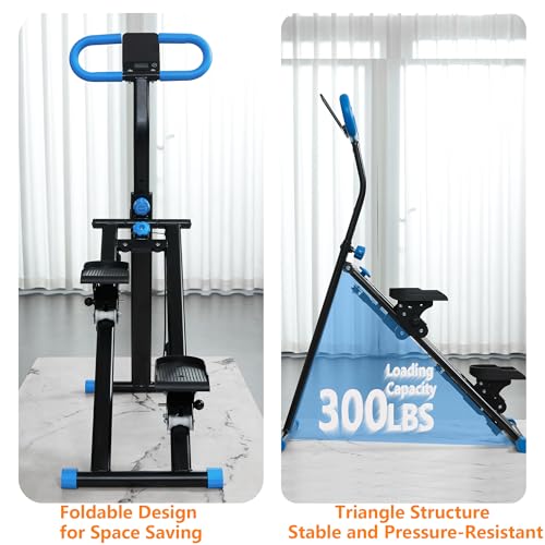 Vertical Climber Exercise Machine for Home Gym, Adjustable Handlebar, Blue Q499