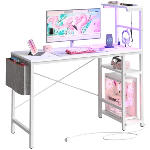 Bestier Gaming Desk with LED Lights, 51.3 Inch Computer Desk Q970