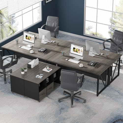 Tribesigns 63" Executive Desk with 47" Lateral File Cabinet, L-Shaped Computer Desk, Brown and Black N680173