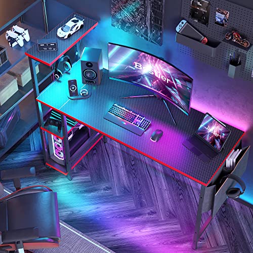 Bestier Gaming Desk with LED Lights, 51.3 Inch Computer Desk Q970