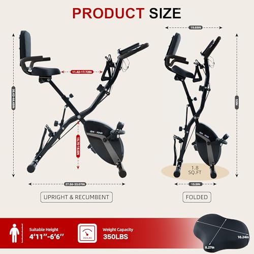 BARWING Foldable Exercise Bike for Home Workout, 350LB Capacity Z9564