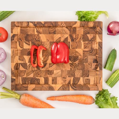 Teak Wood Cutting Board with Juice Groove, 16 x 12 x 1.5 inch A5040