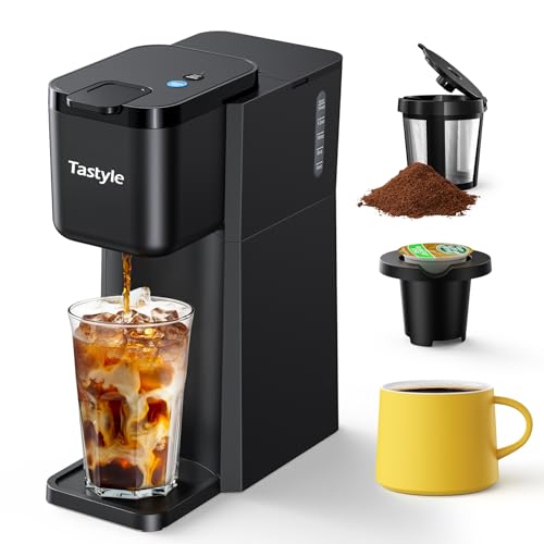 Mini Hot and Iced Coffee Maker Single Serve for K Cup and Ground, Classic Black O715039