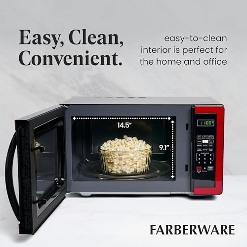 Farberware Countertop Microwave 1000W 1.1 cu ft Black Stainless Steel P5805