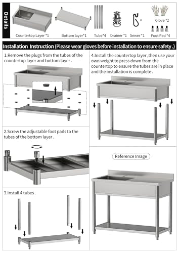 Stainless Steel Freestanding Utility Sink with Pull-out Faucet K489
