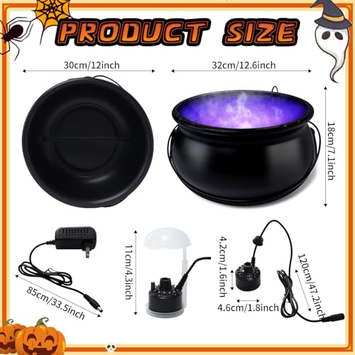 Halloween Decorations 12" Witch Cauldron with Mist Maker and LED Lights J747
