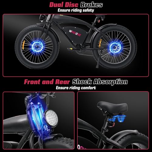 E2/K20 Electric Bike for Adults, 48V 13Ah/15Ah, 750/1000W Peak, 20"/26" Fat Tires Z839544