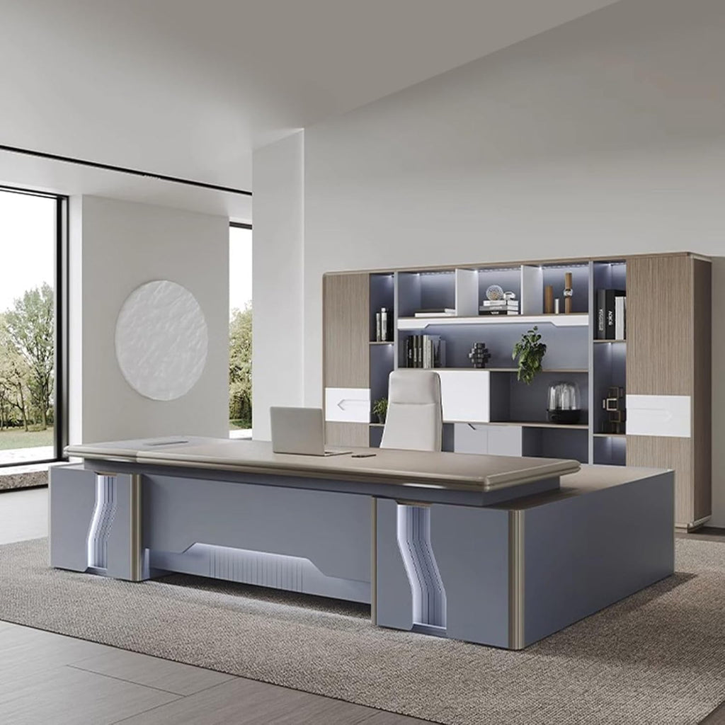 L Shaped Computer Desk with Drawers and USB Power Outlet V616290