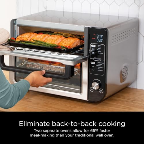 Ninja DCT401 12-in-1 Double Oven with FlexDoor, Stainless Steel (Renewed) K57579