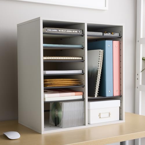 Safco Wooden Paper and Mail Organizer, Adjustable Shelves, Stackable B285
