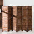 CL.HPAHKL 6 Panels Room Dividers, 5.75 Ft Tall Wood Louvered Folding Privacy Wall Divider for Room Separation Freestanding Privacy Screen For Home Office Bedroom Restaurant, Brown