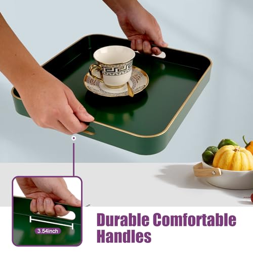 Gifturbo Blue Serving Tray with Handles, Rectangular Plastic Tray J15614