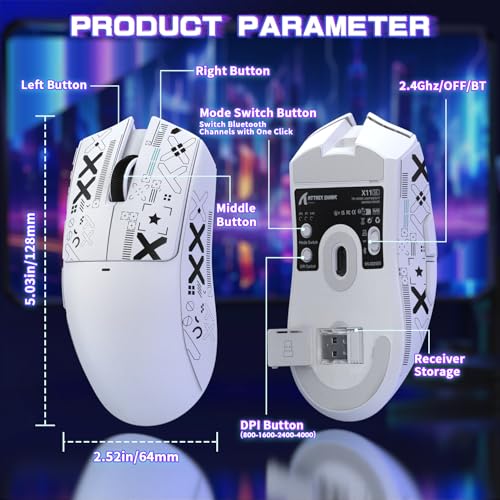 Attack Shark X11SE Wireless Gaming Mouse, Tri-Mode 22K DPI, 59g, Berry Red Y3775