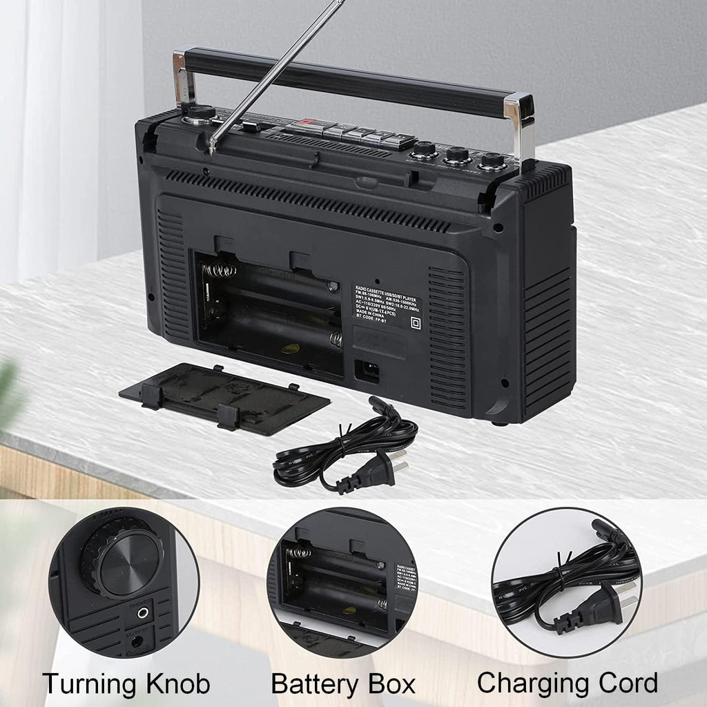 Portable Cassette Player Boombox with AM/FM Radio and Bluetooth U432681