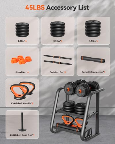 FEIERDUN Adjustable Dumbbells 5-in-1 Weight Set with Connector for Home Gym N6619