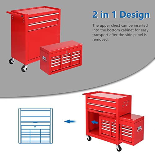 TUFFIOM 5-Drawer Rolling Tool Chest with Lockable Wheels X4579