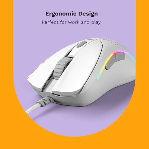 Glorious Model D Wired Gaming Mouse - 68g Honeycomb RGB Ergonomic, Matte White M160012