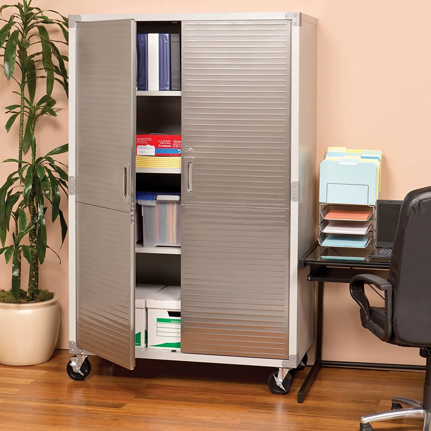 Seville Classics UltraHD Mega Steel Storage Cabinet 48"W x 24"D x 72"H Granite Z96086