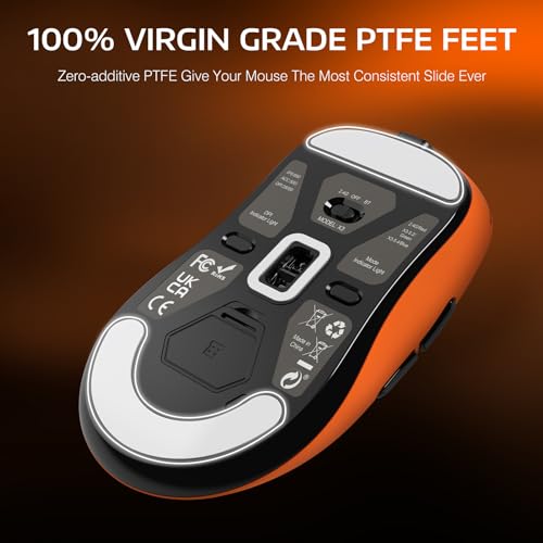 ATTACK SHARK X3 Wireless Gaming Mouse, 49g Ergonomic, PAW3395 26K DPI, White C238377