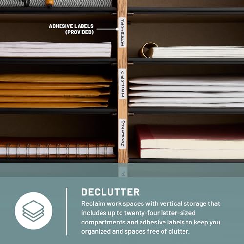 Safco Wooden Paper and Mail Organizer, Adjustable Shelves, Stackable B285