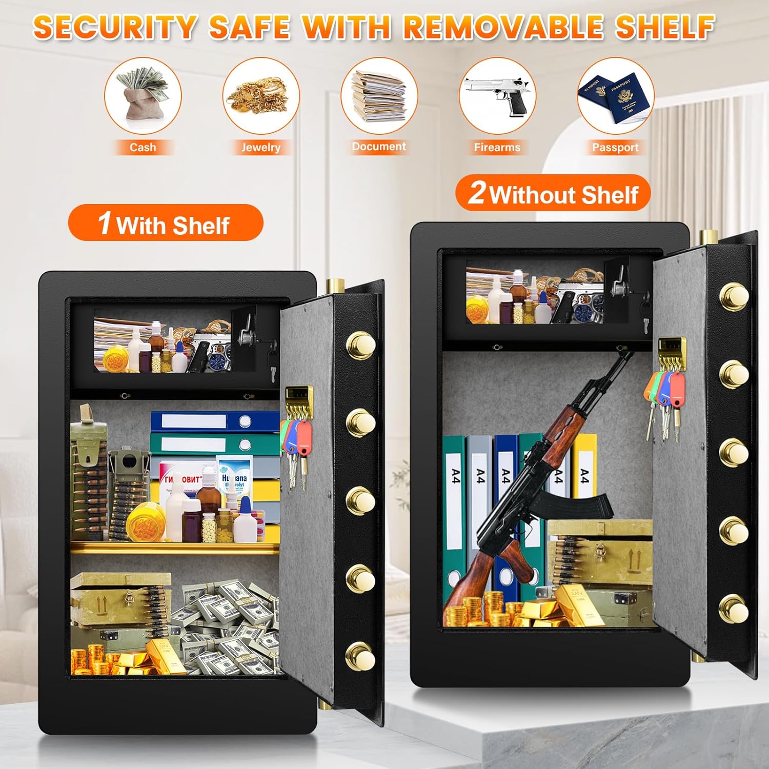 Fireproof Safe Box 5.0 Cuft with Digital Key Lock for Home D321174